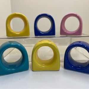 Colorful Ceramic Napkin Rings - Yellow, Blue, Pink, Teal